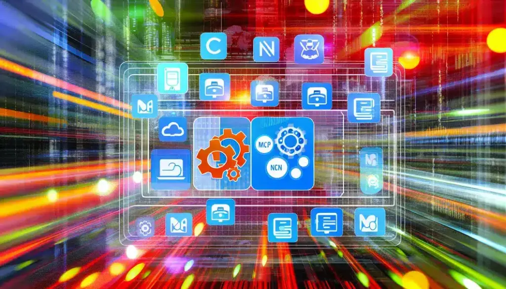 Digital tools and icons representing MCP and n8n integration.