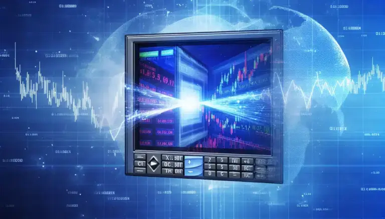 A cover image with digital financial data and AI neural network representations illustrating RAG's role in trading.
