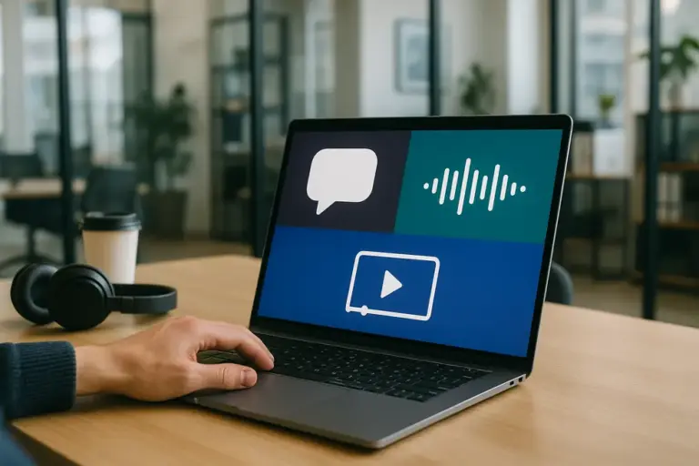 Various digital tools representing Google AI Studio in a business office setting.